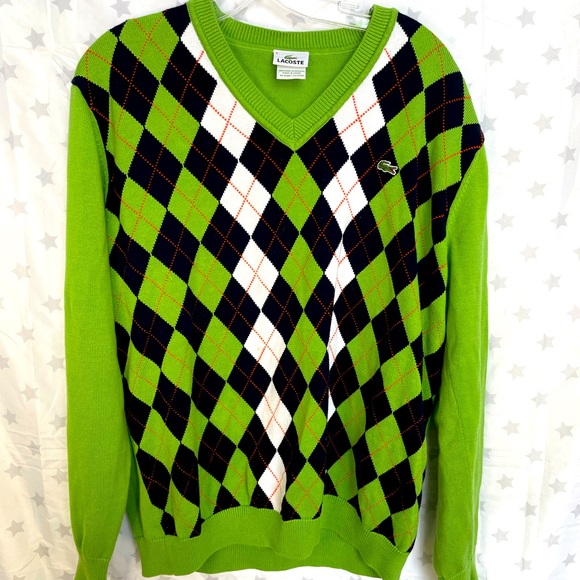 Lacoste Argyle Super Preppy Green Vneck 